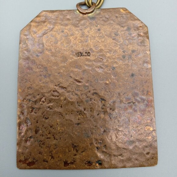 Casa Maya Aztec Tribal Monkey Mexico Brass Copper Necklace Pendant VTG Estate - Picture 7 of 11